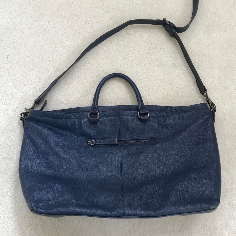 Dark blue satchel. Spanish made leather.